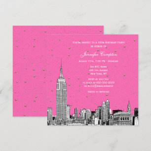 NYC Silhouet van wolkenkrabbers Met sterren DIY ac Kaart