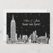 NYC Silhouette 01 Etch DIY BG Kleur Save the Date (Voorkant)