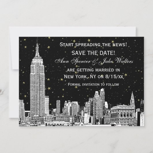 NYC Silhouette 01 Etch DIY BG Kleur Save the Date (Achterkant)