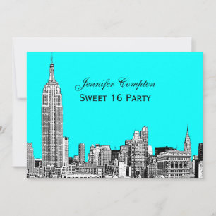 NYC Silhouette 01 Geëtst DIY Achtergrond Kleur Swe Kaart