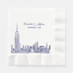 NYC Silhouette 01 Geëtst DIY Achtergrond Kleur Tro Servet