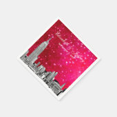 NYC Silhouette 01 Gegraveerd Heet Roze Rood Hart Servetten (Hoek)