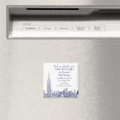 NYC Silhouette 01 Gegraveerd Save the Date Blauw Magneet (Insitu (Vaatwasser))