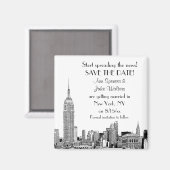 NYC Silhouette 01 Gegraveerd Save the Date Magneet (Voorkant / Achterkant)