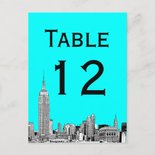 NYC Silhouette 01 Gegraveerde Tafel Nummerkaart Briefkaart