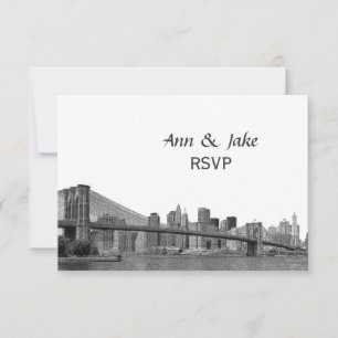 NYC Silhouette Bklyn Brug Gegraveerd #2H RSVP Kaartje