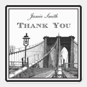 NYC Silhouette Brooklyn Bridge #2 Dank je Vierkante Sticker
