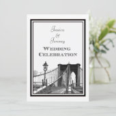 NYC Silhouette Brooklyn Bridge #2 DIY Trouwkaart Kaart (Staand voorkant)