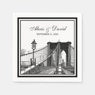 NYC Silhouette Brooklyn Bridge #2 SQ Bruiloft Servetten