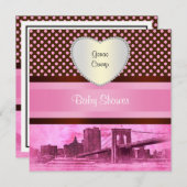 NYC Silhouette Brooklyn Bridge Boot 3U Baby Shower Kaart (Voorkant / Achterkant)