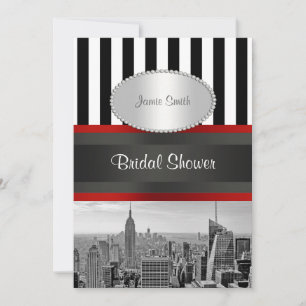 NYC Silhouette BW Zwart Wit Streep 2P Bruiloftsuit Kaart