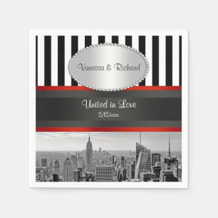 NYC Silhouette BW Zwart Wit Streep P Trouwen Servetten