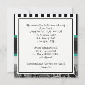 NYC Silhouette BW Zwart Wit Streep Teal P Bruidsui Kaart (Achterkant)