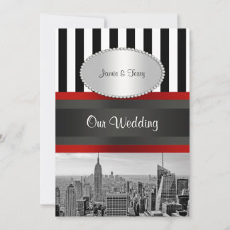 NYC Silhouette BW Zwart Witte Streep 2P Trouwen Kaart
