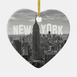 NYC Silhouette Emp St Geb, WTC BW 2C Keramisch Ornament