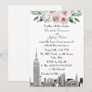 NYC Silhouette ESB Ets Lt Roze Grijs Bloemige Tro Kaart