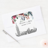 NYC Silhouette ESB Etswerk Burgundy Groen Bloemens Vierkante Sticker (Envelop)