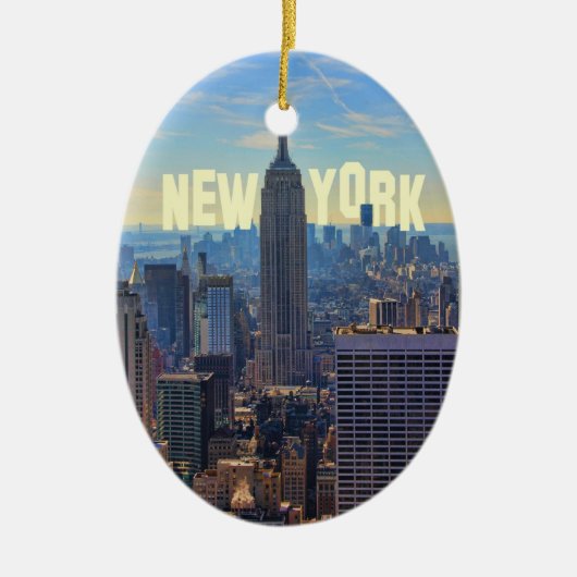 NYC Silhouette ESB, World Trade 2C Keramisch Ornament (Voorkant)