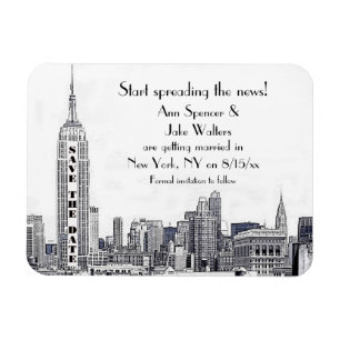 NYC Silhouette Gegraveerd 01 Save the Date Magneet