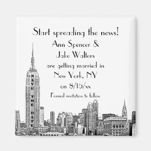 NYC Silhouette Gegraveerd 01 Save the Date Magneet