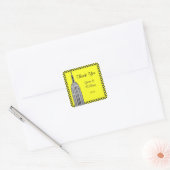 NYC Silhouette Gegraveerd ESB Geruit Favor Tag Bed Vierkante Sticker (Envelop)