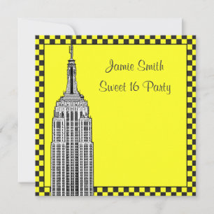 NYC Silhouette Gegraveerd ESB Geruit Taxi 2 Sweet Kaart