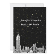 NYC Silhouette Gegraveerd Sterren DIY BG Kleur Swe