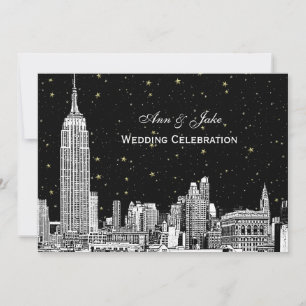 NYC Silhouette Gegraveerde Ster DIY Achtergrond Tr Kaart