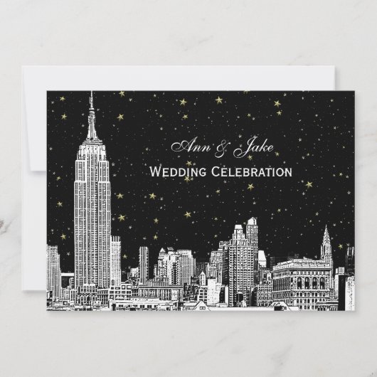 NYC Silhouette Gegraveerde Ster DIY Achtergrond Tr Kaart (Voorkant)