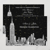 NYC Silhouette Gegraveerde Ster DIY Achtergrond Tr Kaart (Voorkant / Achterkant)