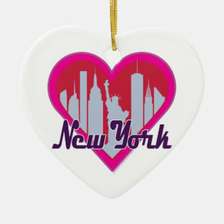 NYC Silhouette Hart Keramisch Ornament