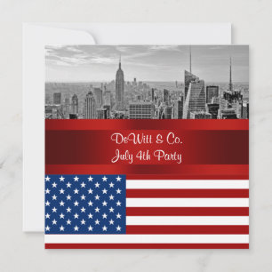 NYC Silhouette USA Vlag Rood Wit Blauw Feest Kaart
