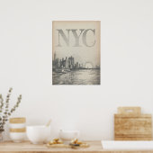 NYC Silhouette Veerboot Uitzicht Met Empire State Poster (Keuken)