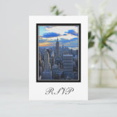 NYC Silhouette wanneer de zonsondergang nadert RSV RSVP Kaartje (Staand voorkant)