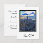 NYC Silhouette wanneer de zonsondergang nadert RSV RSVP Kaartje (Voorkant / Achterkant)