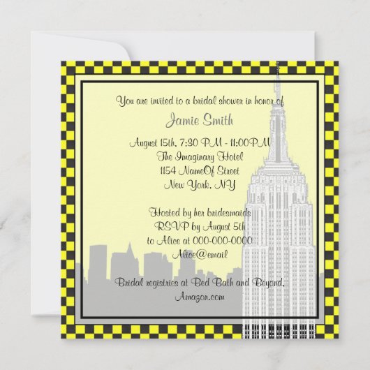 NYC Skyline2 Etched ESB Checkrd Taxi Vrijgezellenf Kaart (Achterkant)