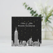 NYC Skyline 01 Etch Sterrenhemel DIY BG Kleur SQ B Kaart (Staand voorkant)