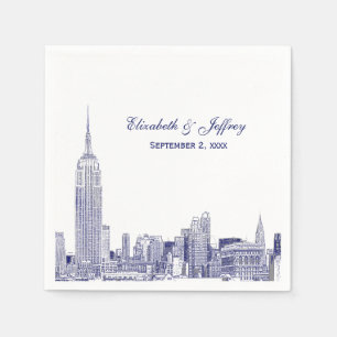NYC Skyline 01 Etchd DIY BG Color Wedding Blue Servet