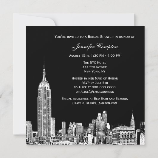 NYC Skyline 01 Etchd DIY BG Colour SQ Vrijgezellen Kaart (Achterkant)