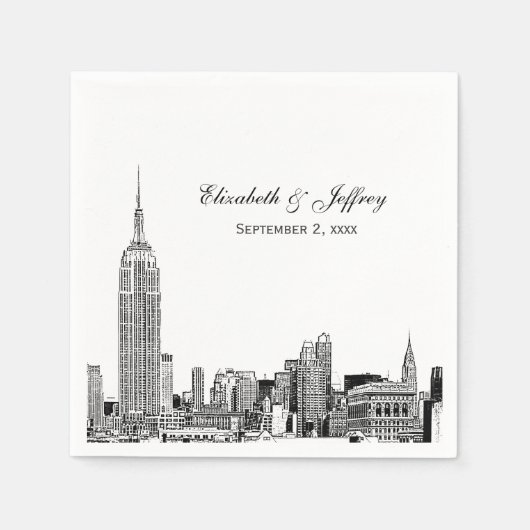 NYC Skyline 01 Etchd DIY BG Colour Wedding Servet (Voorkant)