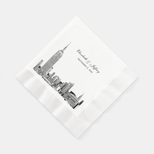 NYC Skyline 01 Etchd DIY BG Colour Wedding Servetten (Hoek)