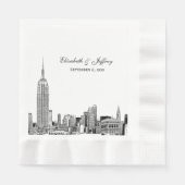 NYC Skyline 01 Etchd DIY BG Colour Wedding Servetten (Voorkant)