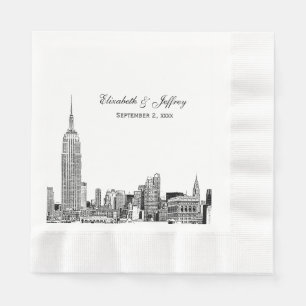 NYC Skyline 01 Etchd DIY BG Colour Wedding Servetten