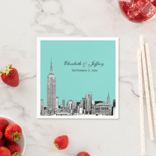 NYC Skyline 01 Etchd DIY BG Colour Wedding Servetten (Insitu)