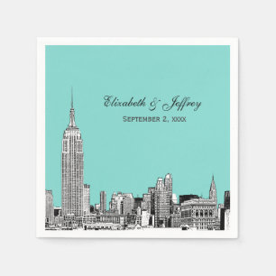 NYC Skyline 01 Etchd DIY BG Colour Wedding Servetten