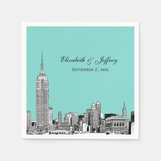 NYC Skyline 01 Etchd DIY BG Colour Wedding Servetten (Voorkant)