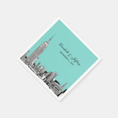 NYC Skyline 01 Etchd DIY BG Colour Wedding Servetten (Hoek)