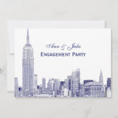 NYC Skyline 01 Etchd DIY BG Engagement Party Blue Kaart (Voorkant)