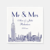 NYC Skyline 01 Etchd DIY BG Wedding Mr. Blue Servet (Voorkant)
