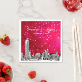 NYC Skyline 01 Etchd Hot Pink Red Hrt Servetten (Insitu)
